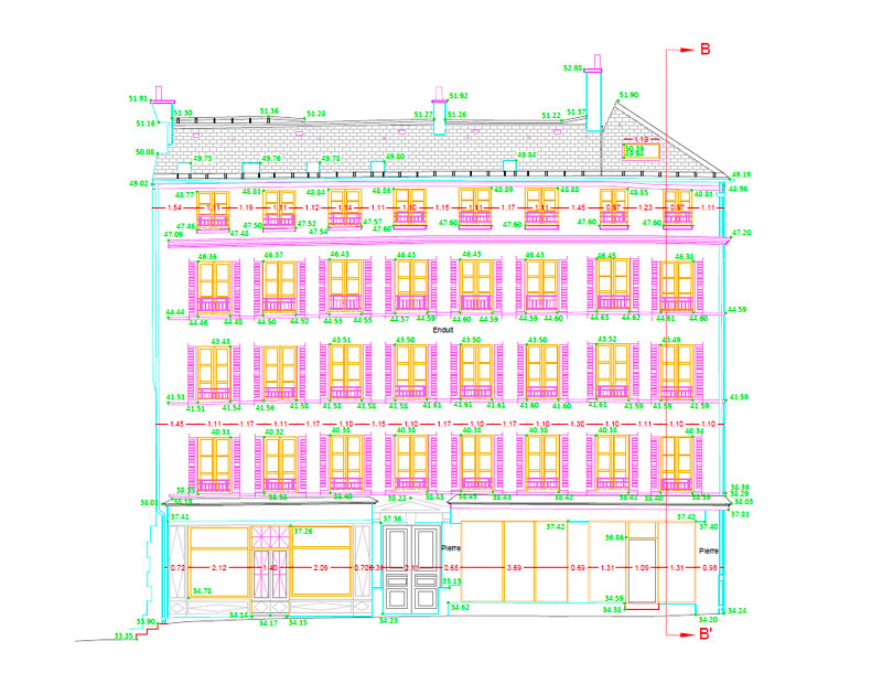 plans 2D détaillé généré avec un scan 3d